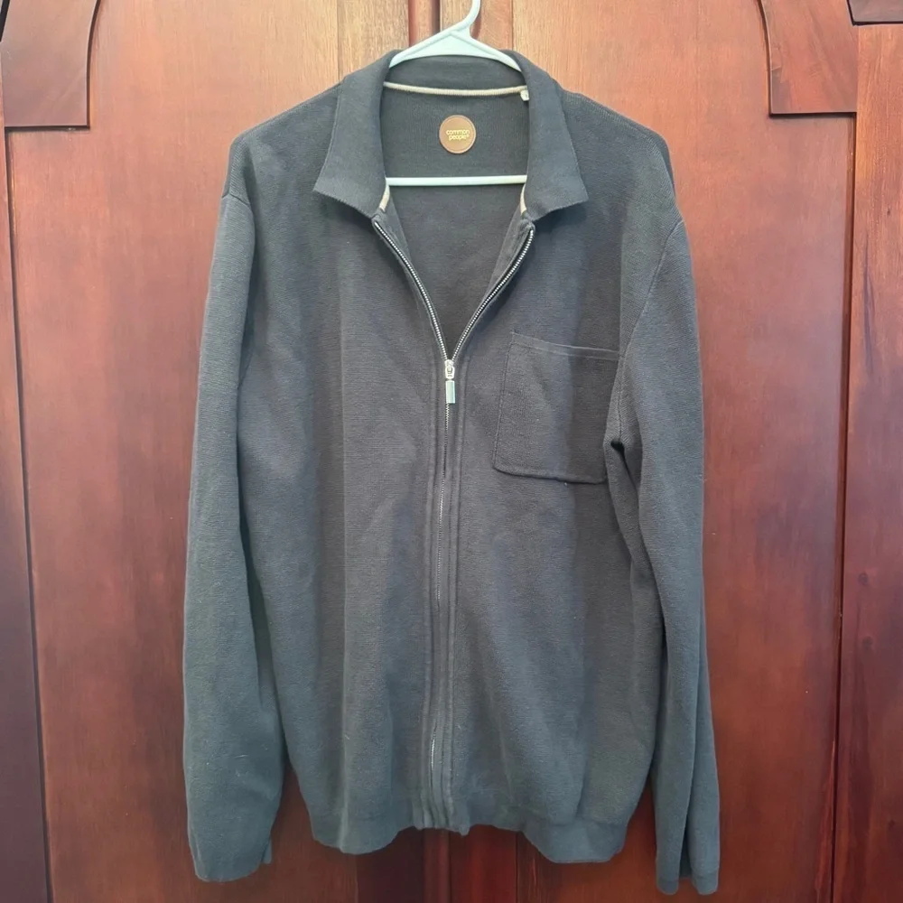 Common People Men's grey Zip Up Cardigan Size Large 100% Cotton w/ pocket